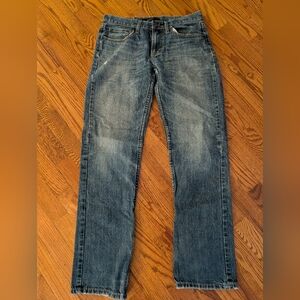 Men's straight leg medium wash blue jeans 29 x32 Black Y2K denim core